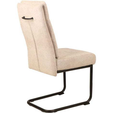 Chaise pieds traineau tissu beige Katleen