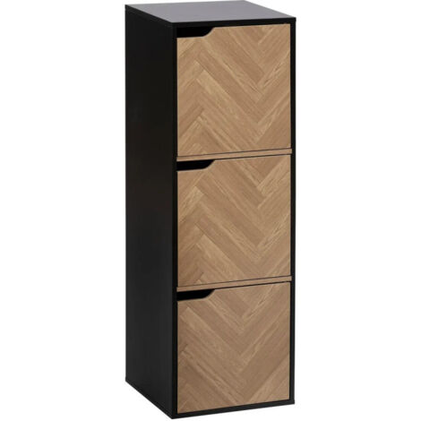 5Five Simply Smart – Étagère mix'n'door 3 cases effet bois et noir 34,4x32cm – Panneaux de particules – Style moderne pour salon, bureau ou chambre