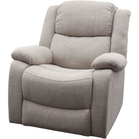 Fauteuil relax électrique inclinable en tissu beige – Mécanisme d'inclinaison électrique – Dimensions L. 81 x P. 93 x H. 103 cm