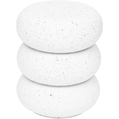 Atmosphera – Table à café totem en oxyde de magnésium blanc effet terrazzo – D. 35 x H. 43 cm – Design organique pour petits espaces (1/5)