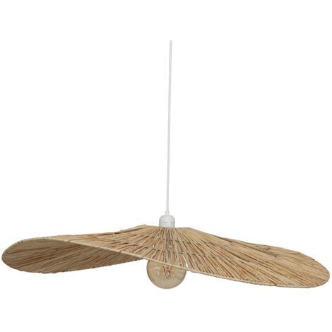 Atmosphera – Suspension D78 en raphia tressé – Diamètre 78 cm – Douille E27 – Hauteur ajustable – Éclairage doux et chaleureux