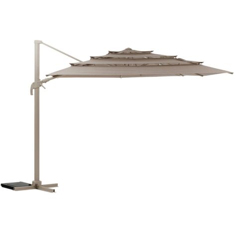 Parasol 4x3 m Melhia multi toiles oléfine lin/argile Hespéride