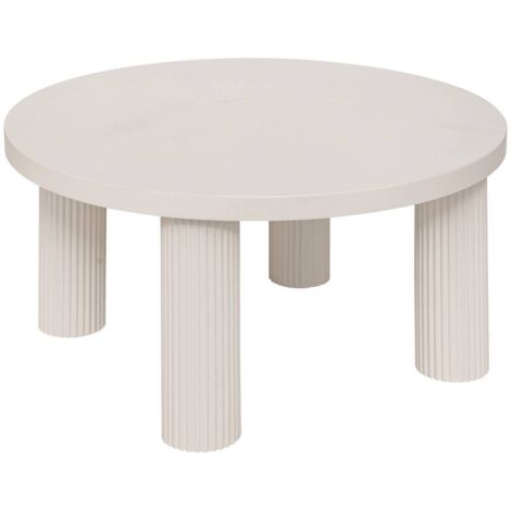 Atmosphera – Table basse ronde D70 crème – MDF E1 – Pieds effet cannelé – Design structuré pour salon – H. 35 cm – Optimise l'espace