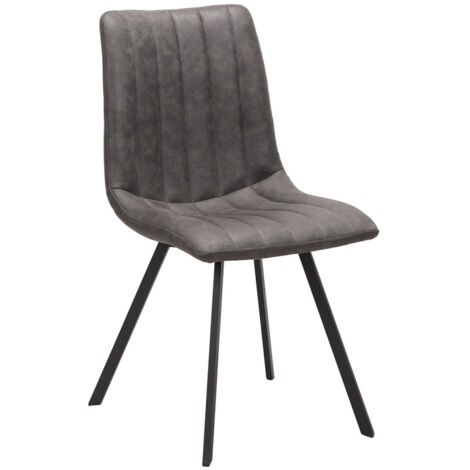 Chaise PU gris Eden pieds métal (1/5)