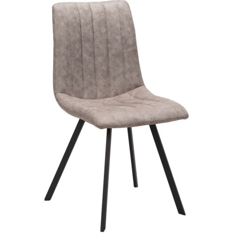 Chaise PU beige Eden pieds métal (1/5)