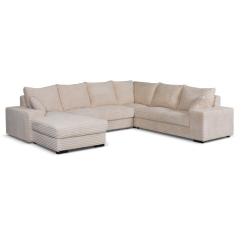 Canapé panoramique gauche Diana velours beige (1/5)