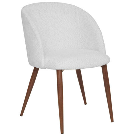 Chaise Céleste bouclette ivoire pieds métal effet noyer Atmosphera (1/4)