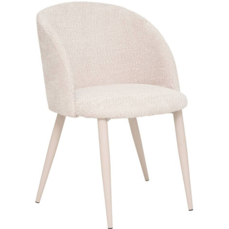 Atmosphera – Chaise Céleste bouclette beige – Pieds en métal – Rembourrage mousse PU – Tissu polyester Oeko-Tex® – Dossier haut confort 80 cm (1/5)