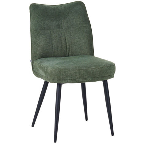 Chaise Louise tissu vert pieds métal (1/5)