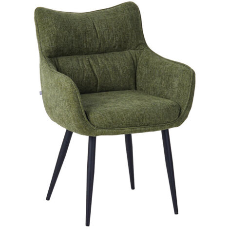 Fauteuil repas Lucas tissu vert pieds métal (1/5)