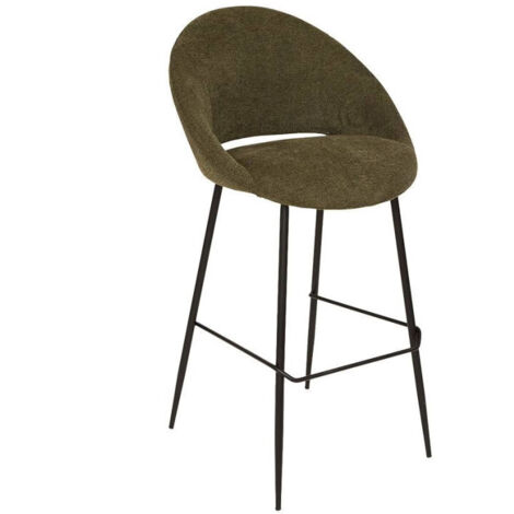 Atmosphera – Tabouret de bar haut en tissu polyester certifié Oeko-Tex® vert cèdre – Hauteur d'assise 73 cm – Repose-pieds intégré – Charge maximale 110 kg (1/5)