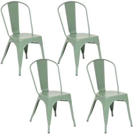 Atmosphera – Chaise métal vintage Niko vert olive – Structure robuste en acier – Hauteur d'assise 44 cm – Empilable pour gain de place