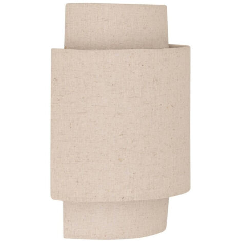 Atmosphera – Applique murale incurvée lin beige – Abat-jour en lin brut – Structure acier – Douille E14 – Dimensions L. 20 x l. 13 x H. 27 cm
