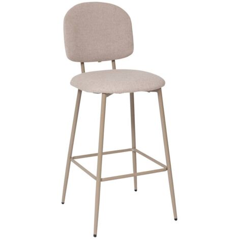 Atmosphera – Tabouret de bar Kamili beige – Piètement tubulaire acier – Assise en tissu chiné – Confort optimal avec mousse – Dimensions L. 52,5 x P. 43 x H. 108,5 cm