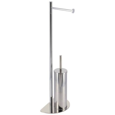 Derouleur et brosse wc metal acier inoxydable base demi lune - chrome - Tendance (1/3)