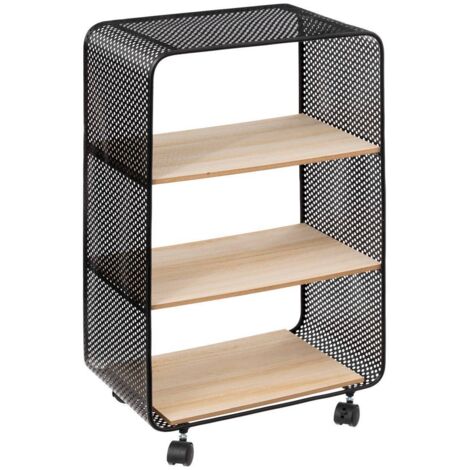 5Five Simply Smart – Étagère 3 cases sur roulettes – Métal et MDF – Dimensions L. 43.6 x P. 28 x H. 74 cm – Pour rangement moderne et élégant (1/7)
