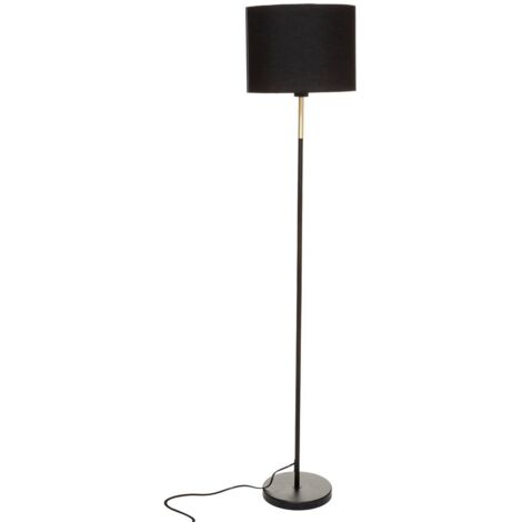 Atmosphera – Lampadaire droit Jule noir et doré – Abat-jour polyester D. 24 cm – Hauteur 151 cm – Douille E27 – Alimentation secteur