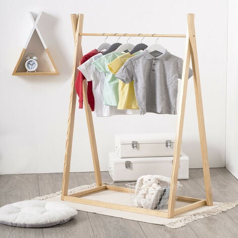 Portant bois pour enfant naturel blanc Atmosphera Naturel