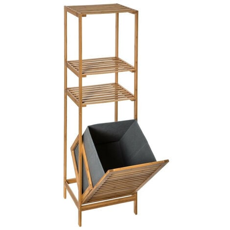Colonne salle bain Varia naturel panier linge bambou