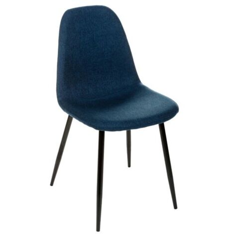 Atmosphera – Chaise scandinave en tissu polyester bleu navy – Pieds en métal noir – Dimensions 45x51x86 cm – Hauteur d'assise 48 cm (1/7)