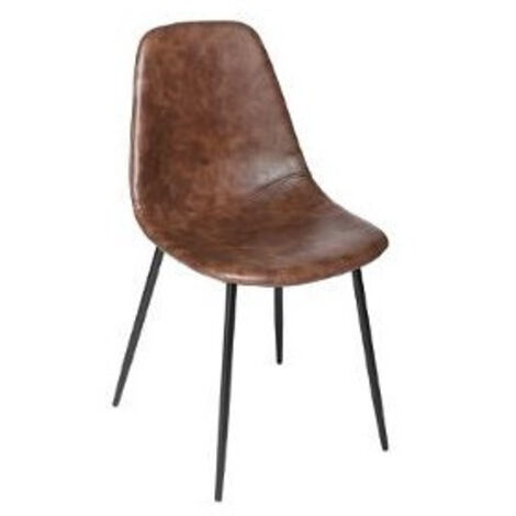 Atmosphera – Chaise Vladi effet cuir marron – Hauteur d'assise 45 cm – Structure bois – Pieds métal – Rembourrage mousse PU – Montage facile (1/10)