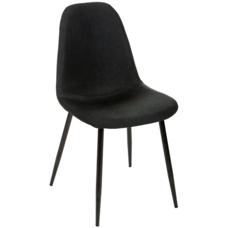 Atmosphera – Chaise scandinave en tissu noir et métal – Hauteur d'assise 48 cm – Dimensions L. 45 x l. 51 x H. 86 cm – Confort optimal pour salle à manger et bureau (1/10)