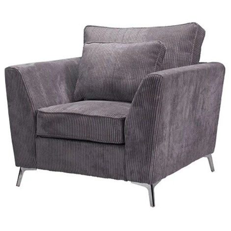 Fauteuil Isla velours côtelé gris (1/5)