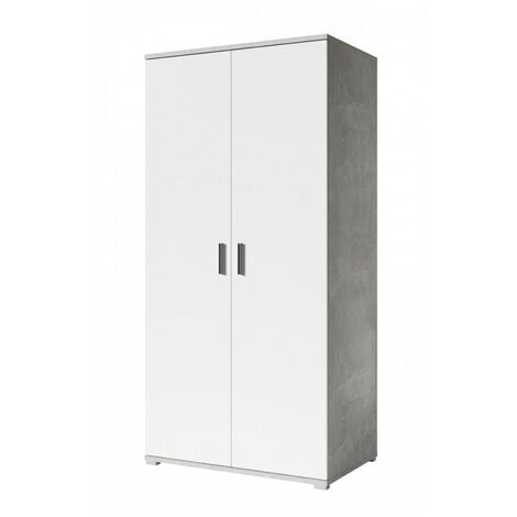 Armoire 2 portes blanc et gris Soma
