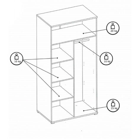 Armoire 2 portes blanc et gris Soma