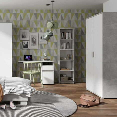 Armoire 2 portes blanc et gris Soma