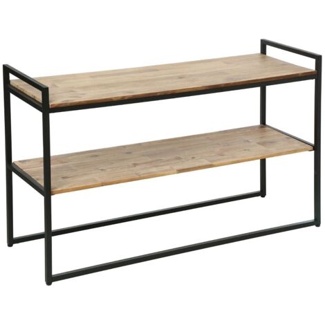 Atmosphera – Console en bois d'acacia et métal – Dimensions L. 120 x P. 40 x H. 75 cm – 2 étagères – Assemblage facile et rapide