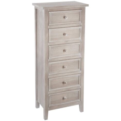 Atmosphera – Chiffonnier romantique en pin massif 6 tiroirs – Dimensions 45x30x113 cm – Finition peinture nitrocellulose – Rangement élégant (1/5)