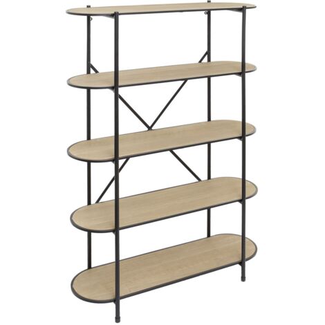 Atmosphera – Etagère arrondie 5 niveaux L100 x l34 x H150 cm – MDF et fer – Design industriel moderne – À monter soi-même (1/7)