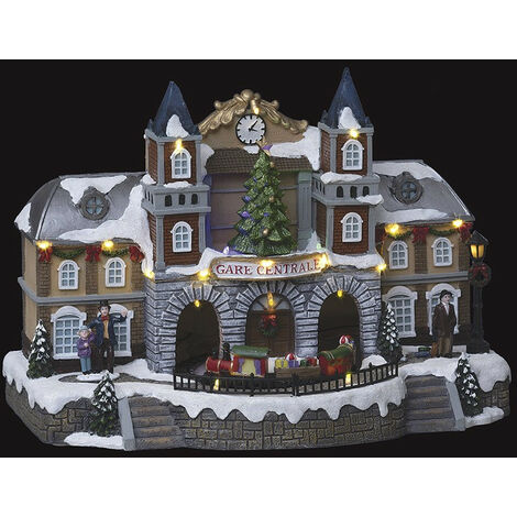 Village De Noel Anime Lumineux Et Musical Gare Centrale Multicolore Village De Noel Anime Lumineux Et Musical Gare Centrale Multicolore