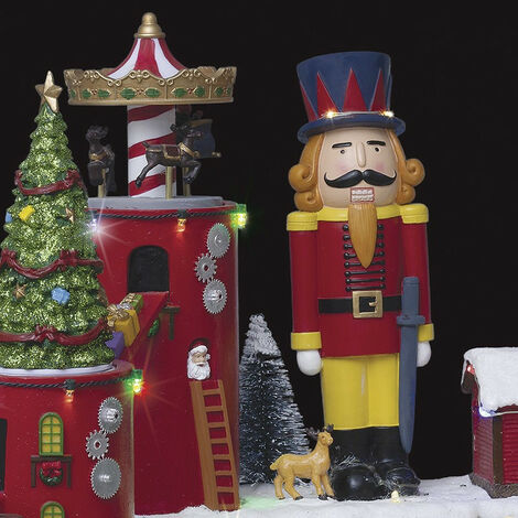 Village de noël animé, lumineux et musical atelier du père noël - Multicolore