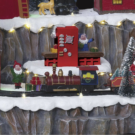 Village de noël animé, lumineux et musical atelier du père noël - Multicolore
