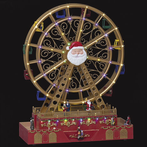 Grande roue père noël animée, lumineuse et musicale - Multicolore