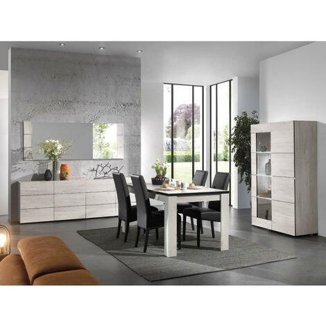 Table à manger 160 x 90 cm bois blanchi Elba