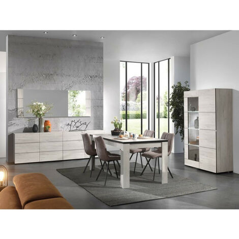 Table à manger 160 x 90 cm bois blanchi Elba