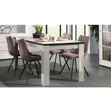 Table à manger 160 x 90 cm bois blanchi Elba