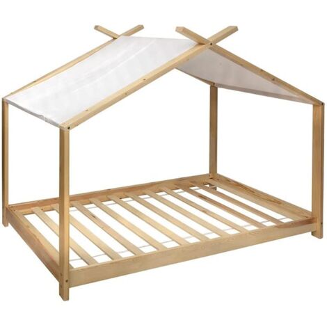 Atmosphera – Lit tente enfant 90x190 cm en bois de pin – Structure robuste en contreplaqué – Montage facile avec notice incluse