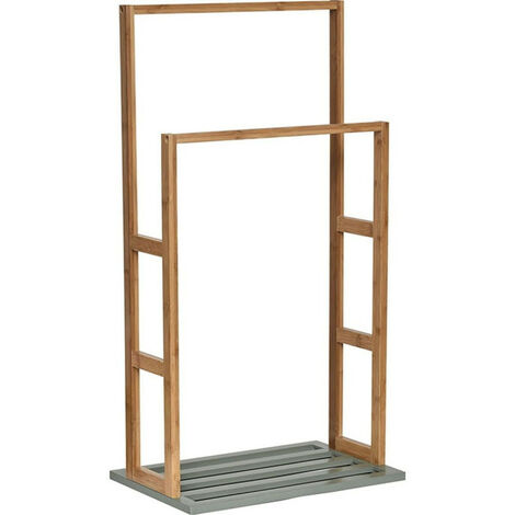 Porte serviette bambou 2 barres naturel et kaki (1/2)