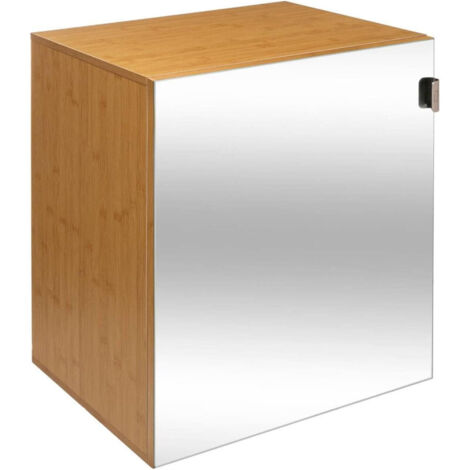 Meuble en bois avec miroir + 1 porte + 2 niches de rangement "Mix'ur Bath" - Beige - L 45 x P 36,5 x H 55 cm - Livraison gratuite (1/5)