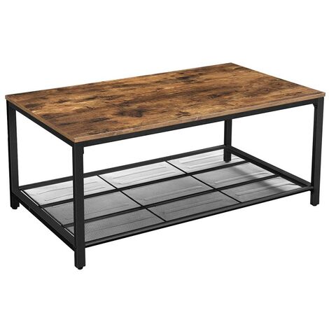 Table basse bois et métal 1 étagère - Naturel fonce