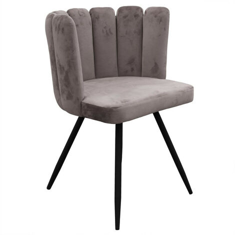Chaise Ariel velours gris - Gris