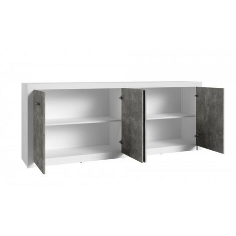 Bahut 4 portes blanc et gris béton Gent