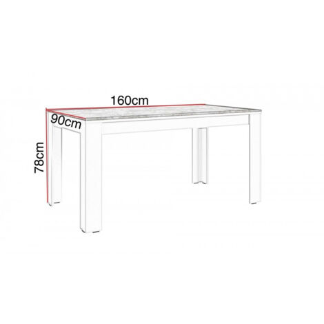 Table à manger 160 X 90 cm blanc et gris béton Gent