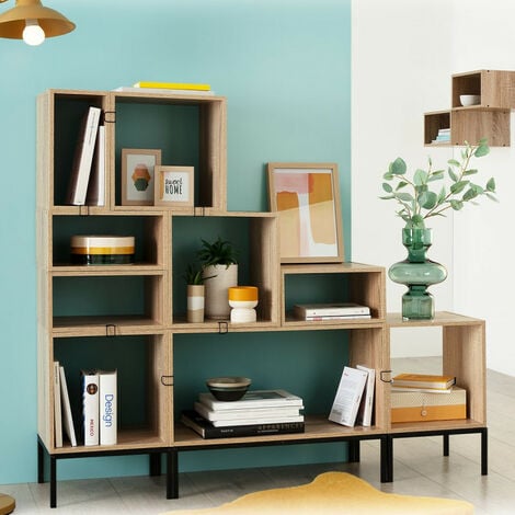 Scaffale rettangolare basso angolare mix n modul effetto rovere naturale - 5five