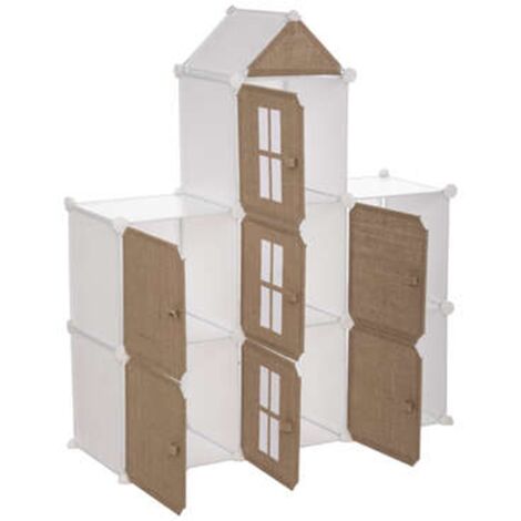 Atmosphera – Casiers de rangement château en jute – Dimensions L. 94,5 x P. 32 x H. 109 cm – Structure en métal – Pour chambre d'enfants