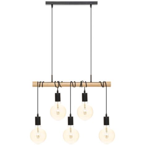 Atmosphera – Suspension rampe x5 métal – Design rustique-bohème – Dimensions L. 60 x P. 4,5 x H. 120 cm – Douille E27 – Compatible ampoules rétro décoratives (1/10)